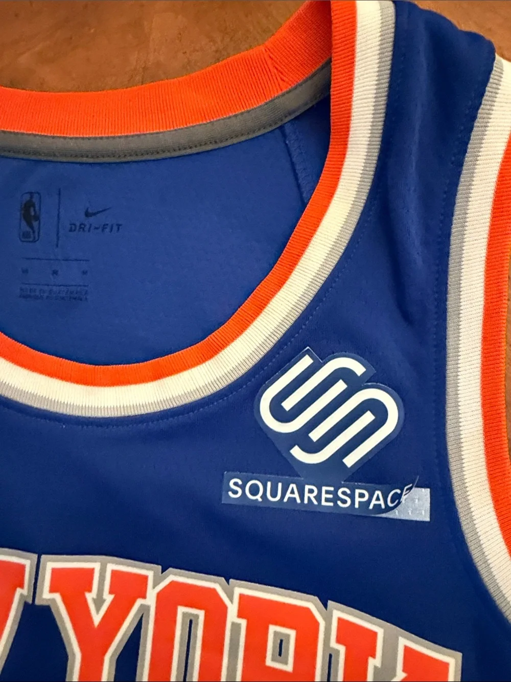 Nike Blue and Orange New York Basketball Game Jersey